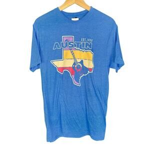 NWT Austin Texas Live Free Heather Royal Blue Guitar Music T-Shirt - Medium